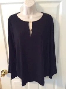 NUEVO Michael Kors Talla M Negro Elastizado Pullover Top Blusa Mangas Campana Nuevo con Etiquetas $110 - Imagen 1 de 7