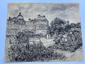 ANTIQUE Drawing 1929 LISTED JO CAIN PAINTED ONSITE EUROPE TRAVELS Architecture - Picture 1 of 17