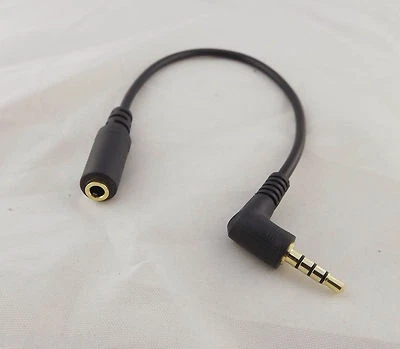 Adaptador de cabo de extensão de áudio 1x 3,5 mm 4 pólos estéreo ângulo reto para fêmea - Imagem 1 de 4