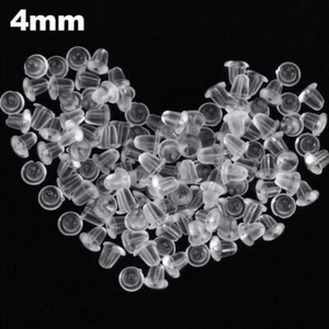 100x Silicone Earring Backs Rubber Earring Backs Stopper Cap Soft Clear Ear Ring - Foto 1 di 12