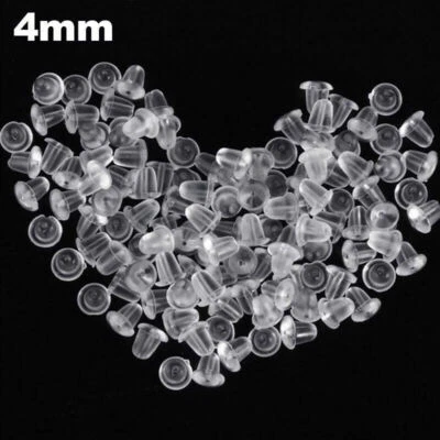 100x Silicona Pendiente Trasero Goma Pendiente Trasero Tapón Tapón Suave Transparente Oreja Anillo Foto 1 de 4
