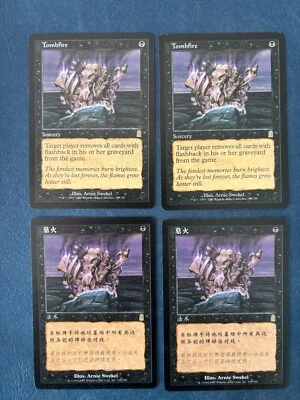 MTG 4X ODYSSEY TOMBFIRE ENGLISH + CHINESE MAGIC THE GATHERING SORCERY RARE BLACK - Image 1 of 4