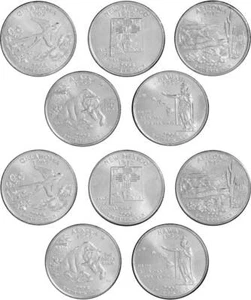 2008 P&D State Quarter 10 Coin Set BU Uncirculated Mint State 25c Collectible - Picture 1 of 2