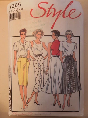 Style 4965 Sewing pattern Ladies Pencil Skirt Patch pocket Gore Skirts 12-18 - Image 1 of 4