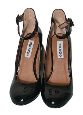 Mujer Steve Madden Mattea Negro Charol Bomba Correa al Tobillo Talla 6? Foto 1 de 4