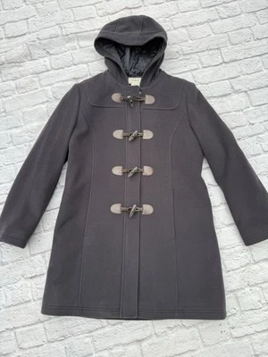 Women's LL BEAN BELLANDI Italian Wool Coat Hooded Duffle Toggle Purple 14 - Image 1 of 4