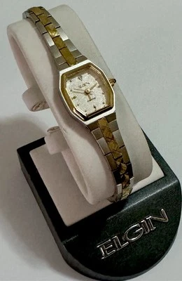 Reloj de lujo para dama Venting Elgin pequeño y delgado de dos tonos de acero inoxidable Foto 1 de 4