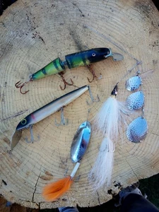 MUSKY LURE LOT CISCO KID CREEK CHUB PIKIE 3000 PANTHER MARTIN TRIPLE BLADE SPIN - Picture 1 of 5