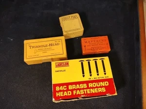 Graffe MapTacks Maroon Medium Sized + Vtg Glass Steel Toilet Pins + Pin Box - Picture 1 of 17