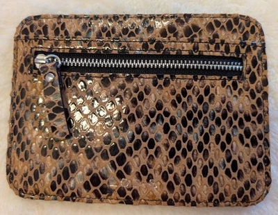 NUEVO LODIS Pitón Piel de Serpiente Patrón Cuero 6 Ranuras para Tarjetas y Portamonedas Cartera Foto 1 de 4