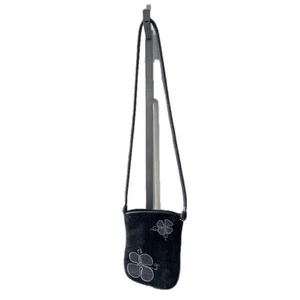 Happa Collections 100% Hemp Embroidered Flowers Inside Zipper Crossbody Bag - Picture 1 of 7