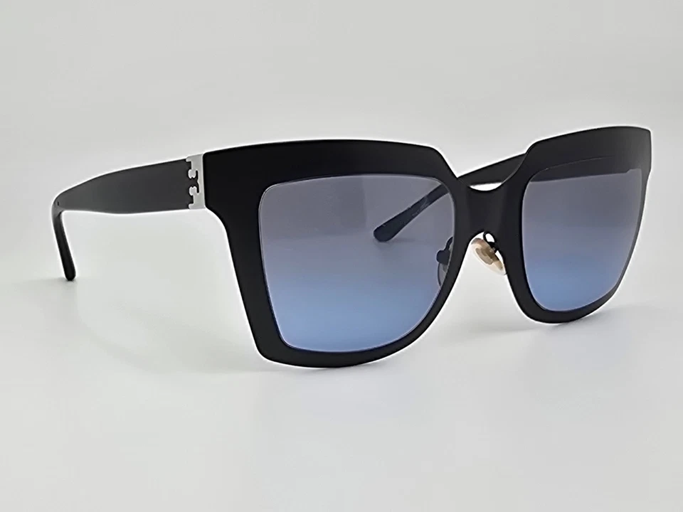 Tory Burch TY6053 30798F 哑光黑色镜框蓝色渐变镜片猫眼太阳镜 — 第 1/4 张图片