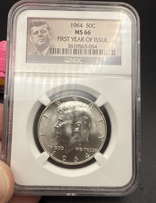 Medio dólar Kennedy 1964, NGC MS 66, envío gratuito Foto 1 de 4