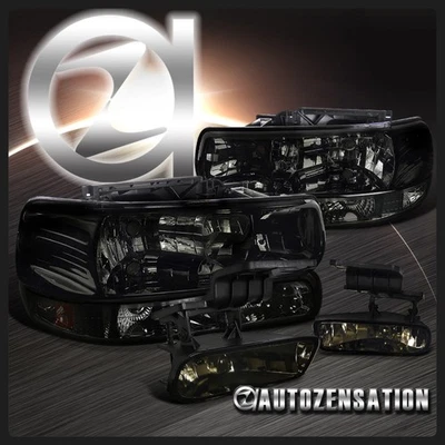Fit 1999-2002 Chevy Silverado 2000-2006 Tahoe Smoke Headlights+Bumper+Fog Lamps Foto 1 de 4