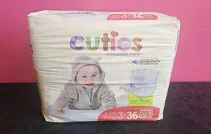 Cuties Complete Care Baby Diapers w/Skin Smart, Size 3 (16-38 lbs) 36ct - SEALED - Picture 1 of 8