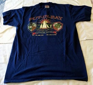 CAMISETA DE MANGA CORTA PARA HOMBRE MEDIANA PUT IN BAY LAKE ERIE OFFSHORE SAILING ONEITA - Imagen 1 de 2
