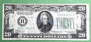 1934 A (Twenty) $20 Dollar Federal Reserve Banknote - NY, NY VF - Picture 1 of 3
