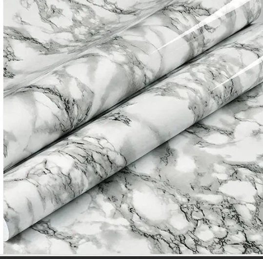 Marble Countertop Paper Granite Gray/White Wallpaper Glossy Peel and Stick Adhes - Image 1 of 2