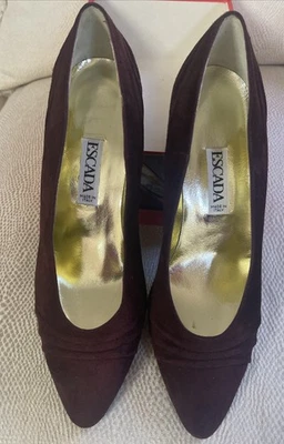 ESCADA NUEVO DE COLECCIÓN MARRÓN GAMUZA ZAPATOS DE SALÓN TALLA 8 1/2 B NUEVO SIN CAJA Foto 1 de 4