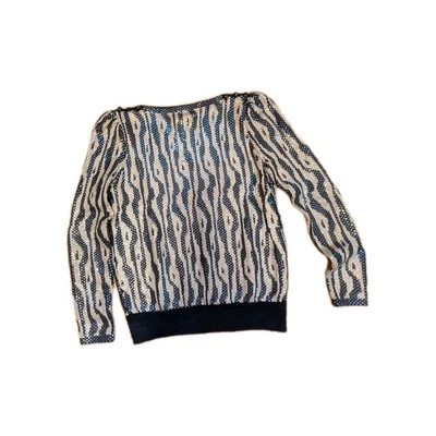 SUÉTER DE LANTEJOULAS VINTAGE DÉCADA DE 1980 ST. JOHN DOURADO E PRETO CINZA MARIE EXCELENTE ESTADO USADO - Imagem 1 de 4