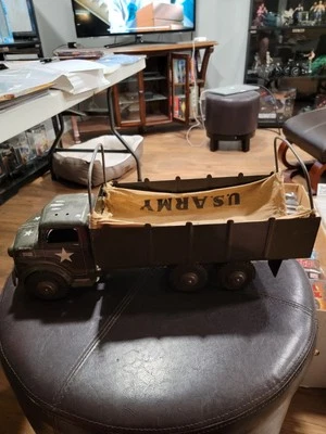 1950's Marx Lumar U.S. Army Carrier Transport with Canvas Cover Pressed Steel - Image 1 of 4