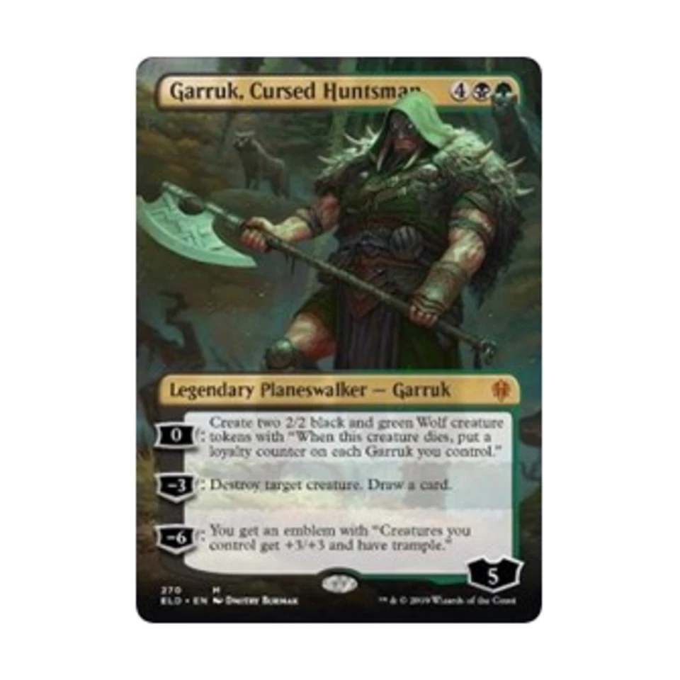 WOTC MtG Throne of Eldraine  Garruk, Cursed Huntsman (Borderless) (MR) (Foi NM - Image 1 of 1