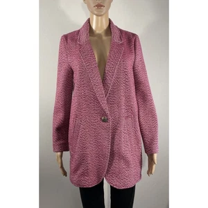 OLD NAVY Womens XS Red Marled Herringbone Knit Sweater Jacket Longline *Flaws - Picture 1 of 15