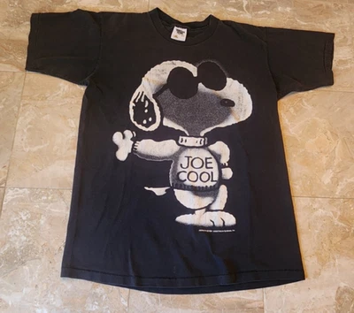 Vintage Snoopy Joe cool Adult L  black T-shirt 1994 made in USA - Image 1 of 4