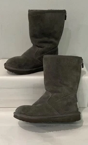 UGG Pure Kinder Stiefel Gr. 13 Wildleder Lammfell Wolle grau Reißverschluss hinten RN88276 - Bild 1 von 14