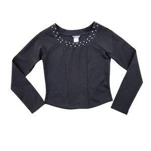 Truce Girl's Black Rayon Knit Long Sleeve Stud Decor Top Youth Size XL / 16 - Picture 1 of 3