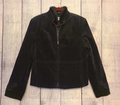 VETEMENTS Giacca CLC donna taglia 10 nera cotone ricamato manica lunga full zip