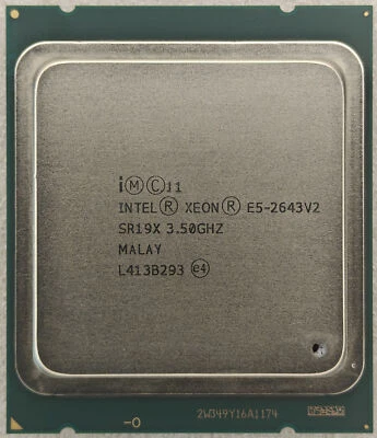 INTEL XEON E5-2643 V2 CPU PROCESSOR 6 CORE 3.50GHz 25MB L3 CACHE 130W SR19X - Image 1 of 2