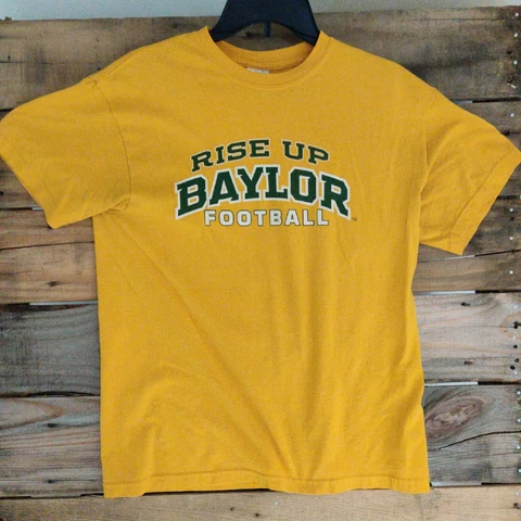 Rise Up Baylor T Shirt Mens Medium Yellow NCAA Football Graphic Logo University Cover