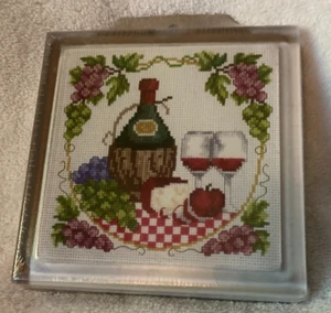 M.C.G. Textiles, Inc. ~Wine Trivet~  Cross stitch 6"x6" NEW - Picture 1 of 2