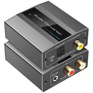 Analog to Digital Audio Converter RCA R/L AUX to Optical Toslink Coaxial Adapter - Picture 1 of 7