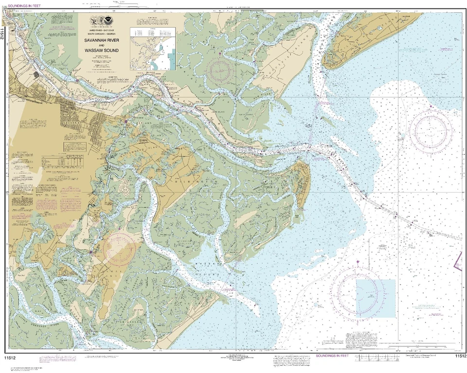 Carta náutica Savannah River & Wassaw Sound, GA 2020 | Mapa de navegación costera Foto 1 de 1