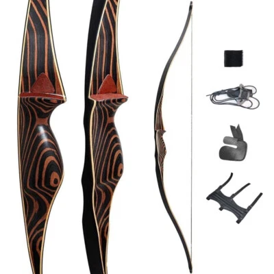 TOPARCHERY Handmade Wood Longbow 20-70lb Archery Traditional Bow Hunting Target - Image 1 of 4