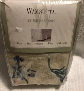 New In Package Wamsutta Cal King Ruffled Bedskirt Yellow Checked With Floral - Picture 1 of 4