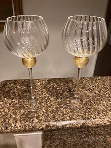 UNION STREET GLAS "Manhattan Gold" KLAR GOLD KUGEL - zwei Bordeaux WEINGLÄSER - Bild 1 von 8