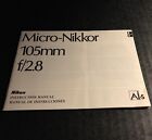 Objectif vintage Nikon Micro-Nikkor 105 mm f/2,8 - manuel d'instructions authentique