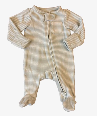 Carters Preemie Baby Boy Girl Sleeper Zipper Outfit Romper Clothes Green Striped - Image 1 of 4