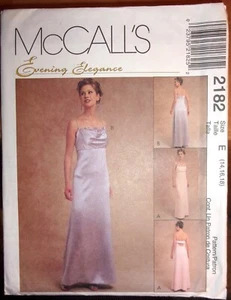 McCALL'S Misses' EVENING DRESS Sewing Pattern 2182 UNCUT Size E (14, 16, 18) - Picture 1 of 2