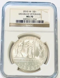 2010 W $1 Disabled Veterans Silver Dollar NGC MS 70 - Picture 1 of 2