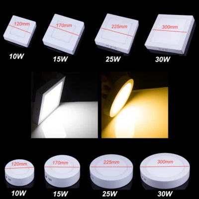 Dimmable Surface Mounted Led Panel Light Ceiling Down Lamp Kitchen 10/15/25/30W