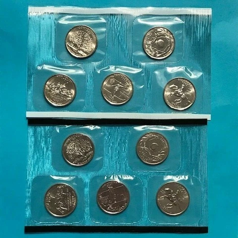1999 P&D State Quarters Set 10 Coins Mint Cello   FREE SHIP Cover