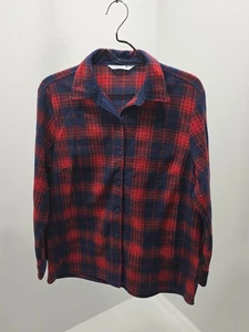 Camicia donna Riders by Lee Shacket taglia M a quadri flanella foderata in pile rosso/blu - Foto 1 di 5