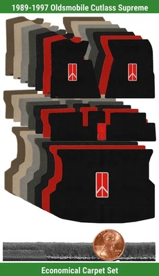 Juego de alfombrillas Velourtex personalizadas para Cutlass Supreme '89-97 con logotipo (4 piezas) #WED Foto 1 de 4