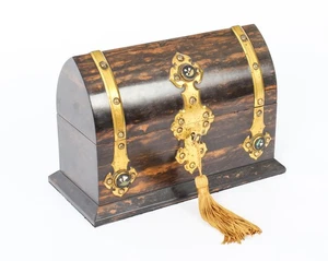 Antique Coromandel & Brass Mounted Scent Bottle Box 19th C - Picture 1 of 1
