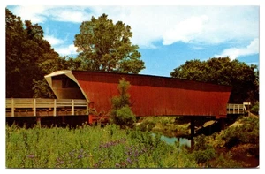 Vintage Roseman Covered Bridge, gebaut 1883, Winterset, Iowa Postkarte - Bild 1 von 2