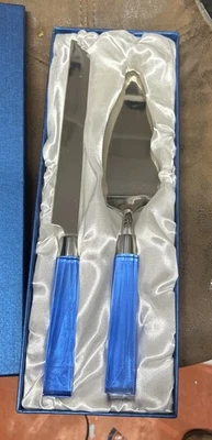 Cake server e coltello manici blu - Immagine 1 di 4